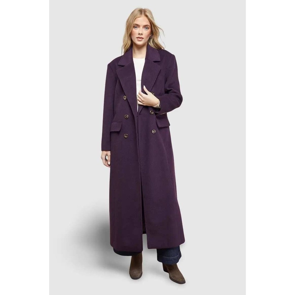 Oasis Cherry Maxi Tailored Coat Womens US 6 Burgundy Longline Crombie Coat NWT
